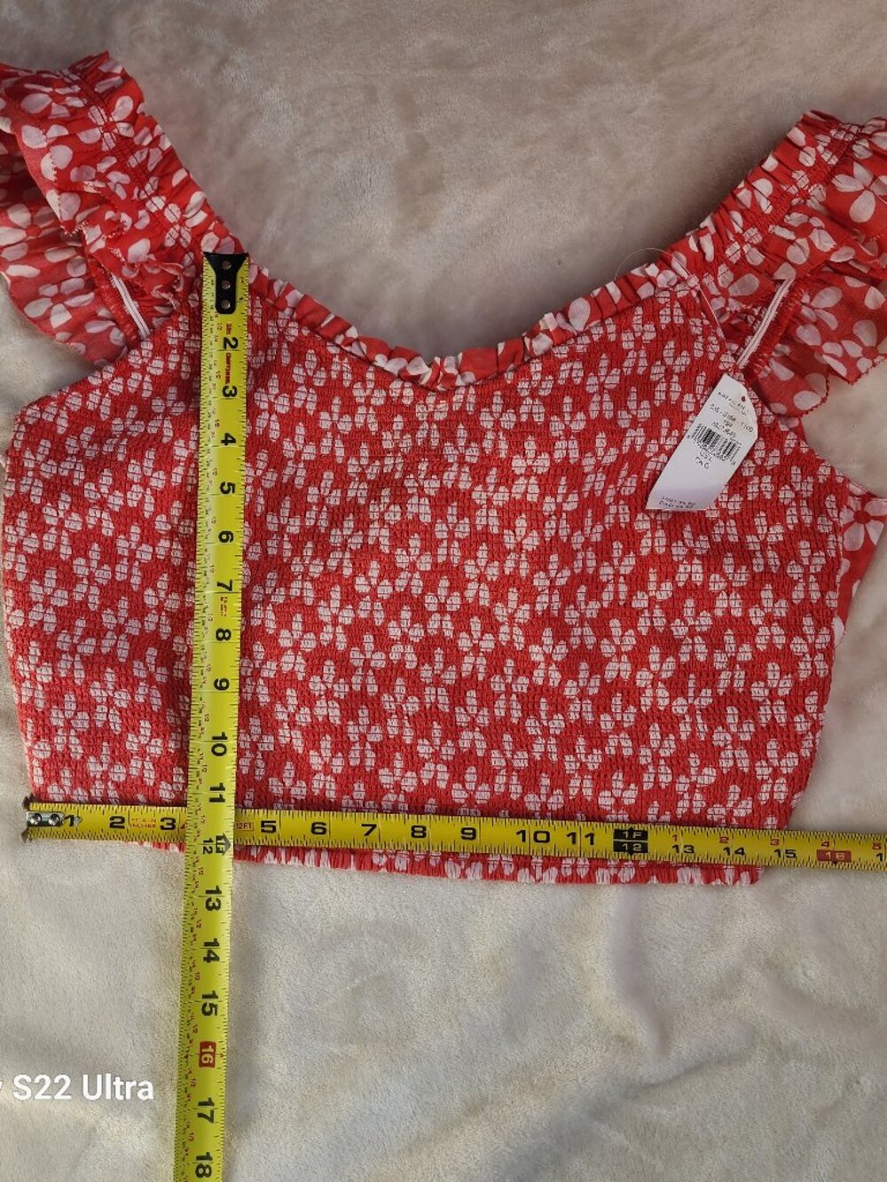 American Eagle red and white crop top with flutter straps - Picture 5 of 7